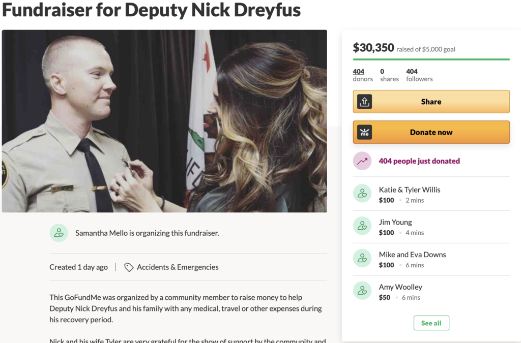 Go Fund Me For Deputy Sheriff – Shot in the face